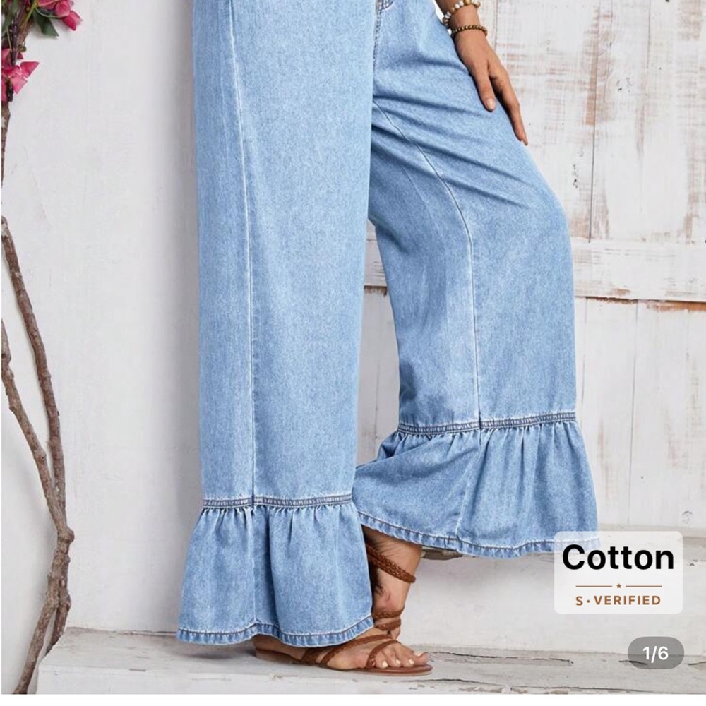 NWOT -SHEIN Blue Flare Wide Leg Jeans